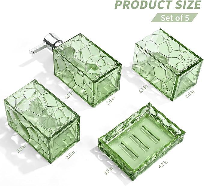 GAHEFY Green Bathroom Accessories Set with Toothbrush Holder, Soap Dispenser, Tumbler, Soap Dish, Sage Green Bathroom Decor, Acrylic (Green-4pcs) - ModernBath