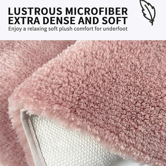 FIFU Bathroom Rugs 17" W x 24" L, Bath Mat for Bathroom, Bedroom, Laundry Room & Kitchen, Non-Slip Rubber Latex Backing, Extra Soft and Absorbent Microfiber Carpet, Machine Washable Rug, Pink - ModernBath