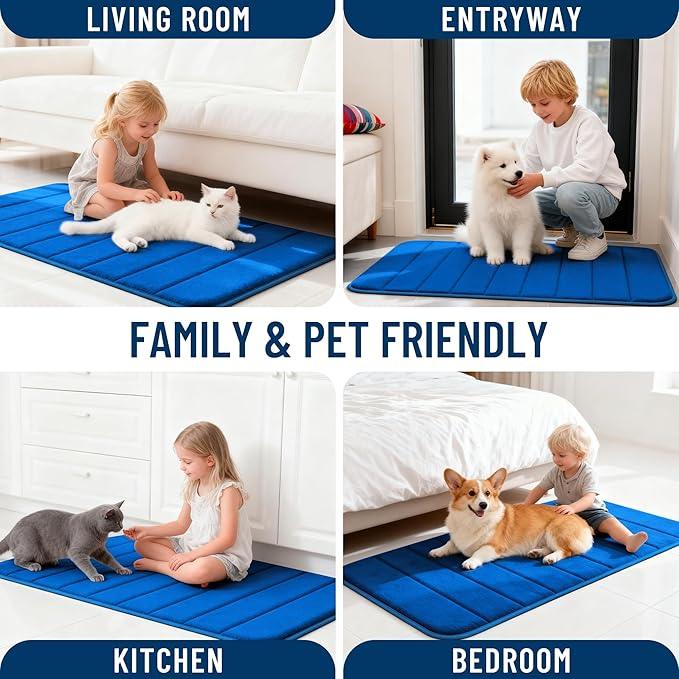 OLANLY Memory Foam Long Bathroom Rugs Runner 70x24, Super Soft Absorbent Bath Mat, Quick Dry, Machine Washable Shower Floor Rugs, Bathmat Carpet, Bathroom Home Decor Accessories, Royal Blue - ModernBath
