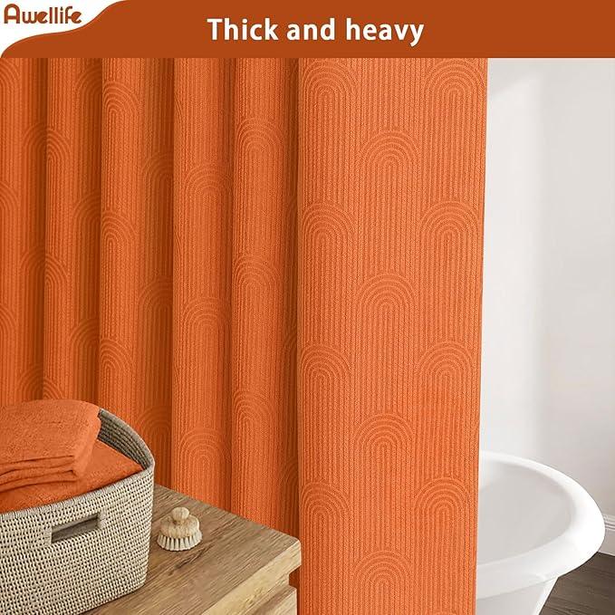 NDDYCU Boho Orange Shower Curtain Fall Morden Mid Centery Shower Curtain 72 * 72 - ModernBath