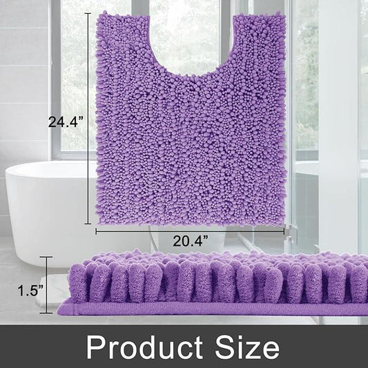 Yimobra Toilet Rug U Shaped Washable 24x20 Inch - Ultra Soft Absorbent Chenille Bath Rugs for Toilet, Quick Dry & Machine Washable, Non Slip Contour Bathroom Mat, Lavender - ModernBath