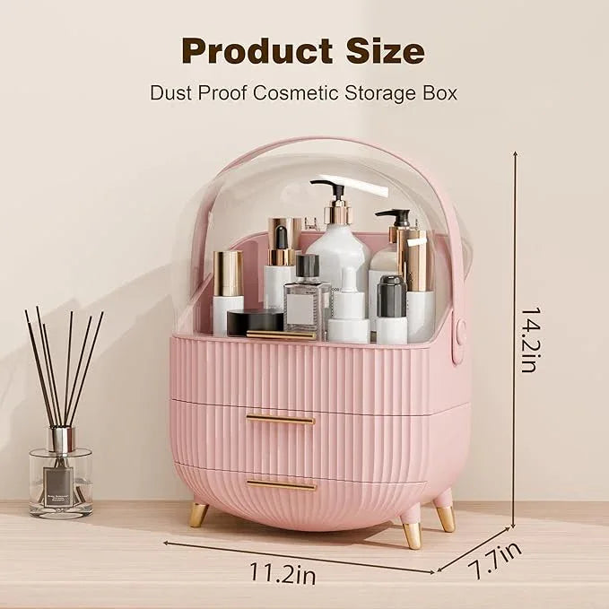 lurcns Makeup Organizer for Vanity Cosmetics Skincare Organizers with Lid and Drawers Display Cases for Countertop (Pink) | for Vanity, Organizers, with Lid, and Drawers, for Countertop - ModernBath