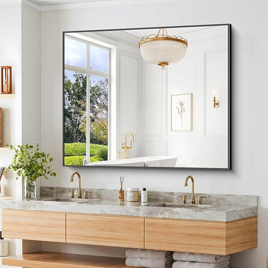 BONEWEI Bathroom Mirror,40x48 inch Bathroom Mirrors for Over Sink,Large Wall Mirror for Bathroom Wall Mounted Rectangle Mirrors,Black Vanity Mirror for Living Room,Bedroom Entryway,Horizontal/Vertical - ModernBath