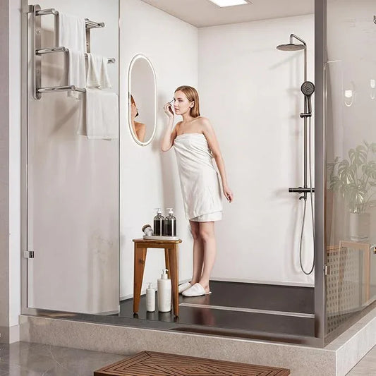 HOLANA 18" Corner Shower Foot Rest - Wooden Showers Stool Seat for Shaving Legs - Small Corner Shower Benches for Inside Shower - Waterproof Bath Step Stools Bench for Bathroom (Height - 18in, Acacia) - ModernBath