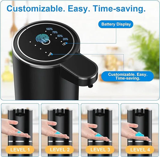 Fantictas Automatic Soap Dispenser Touchless Automatic Liquid Soap Dispenser 4 Adjustable 1200mAh Soap Dispensing Levels Wall Mount for Kitchen and Bathroom - ModernBath