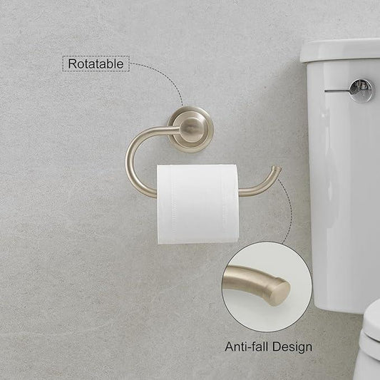 Hoimpro Brushed Nickel 2-Piece Bathroom Bath Set, Wall Mounted Bathroom Hardware Fixture (Towel Ring Holder, Toilet Paper Towel Holder), Bathroom Accessories, Stainless Steel and Zinc Alloy - ModernBath