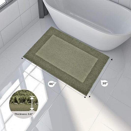anllugs Bathroom Rugs 30" x 46", Non-Slip Extra Soft Absorbent Bath Rugs, Machine Washable Quick Dry Bath Mats for Bathroom Floor, Shower, Bathtub and Sink, Olive Green & Green - ModernBath
