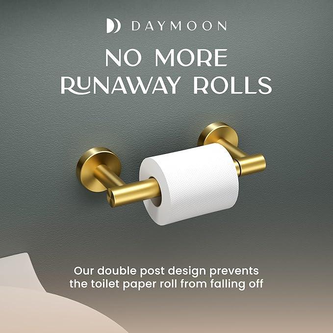 Day Moon™ Gold Toilet Paper Holder - Brushed Gold Toilet Paper Holder Wall Mount - Modern Toilet Paper Roll Holder - Gold Bathroom Toilet Paper Holder - ModernBath