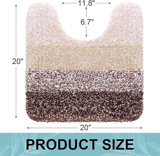 Arotive Microfiber Bathroom Rugs, Shaggy Soft and Absorbent Contour Toilet Rugs, Non-Slip, Thick Plush Machine Washable Dry Bath Mats for Toilet Base, 20x20, Brown, U-Shape - ModernBath
