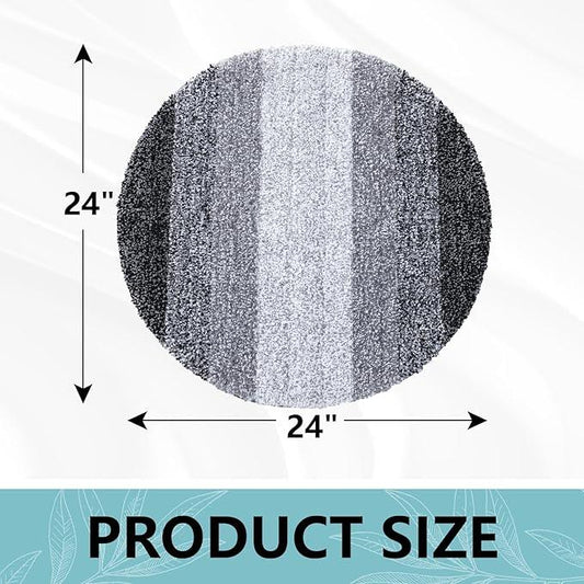 Arotive Microfiber Bathroom Rugs, Shaggy Soft and Absorbent Bath Rug, Non-Slip, Thick Plush Machine Washable Dry Bath Mats for Bathroom, Tub and Shower, 24x24, Black, Round - ModernBath