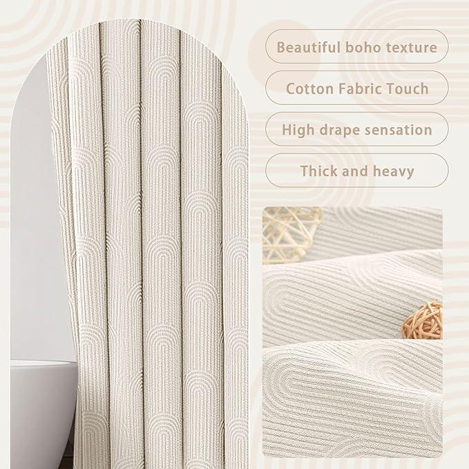 NDDYCU Ivory Cream Shower Curtain Boho Cotton Texture Mid Century Minimalist Arch Shower Curtain for Bathroom, 72" W X 78" L - ModernBath