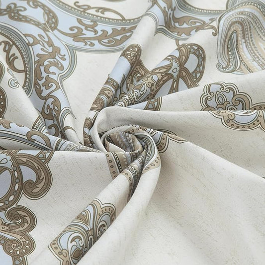 BESTRIPES Fabric Shower Curtain 78 Inches Long, Ivory Taupe Blue Moroccan Paisley Pattern Shower Curtains for Bathroom, 72" W x 78" H