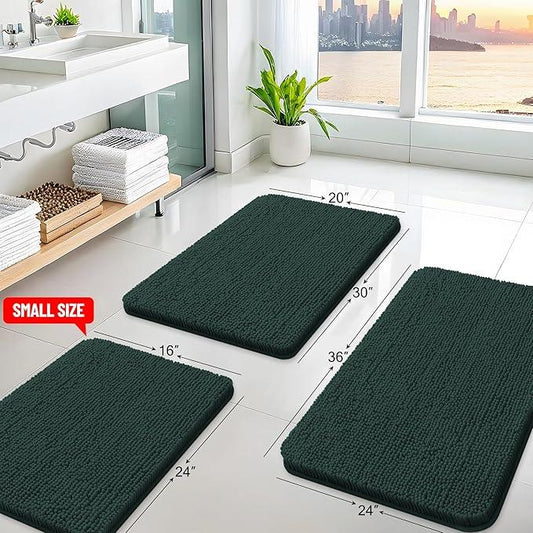 Arotive Bathroom Rugs 59x24, Extra Soft Absorbent Shaggy Chenille Bath Rugs, Machine Washable Rubber Backing Non-Slip Bath Mats for Bathroom Floor Tub and Shower, Home Decor Accessories,Blackish Green - ModernBath