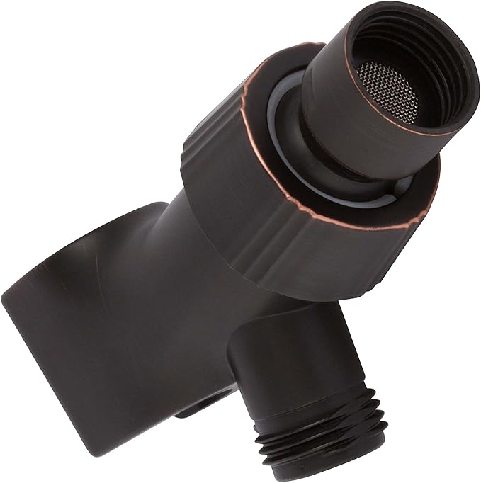 Shower Arm Bracket - Adjustable Handheld Shower Arm Mount & Holder with Brass Connector - Indoor and Outdoor Modern Bath Spa Fixture - Oil-Rubbed Bronze