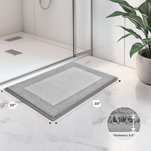 anllugs Bathroom Rugs 20" x 30", Non-Slip Extra Soft Absorbent Bath Rugs, Machine Washable Quick Dry Bath Mats for Bathroom Floor, Shower, Bathtub and Sink, Light Grey & Grey - ModernBath