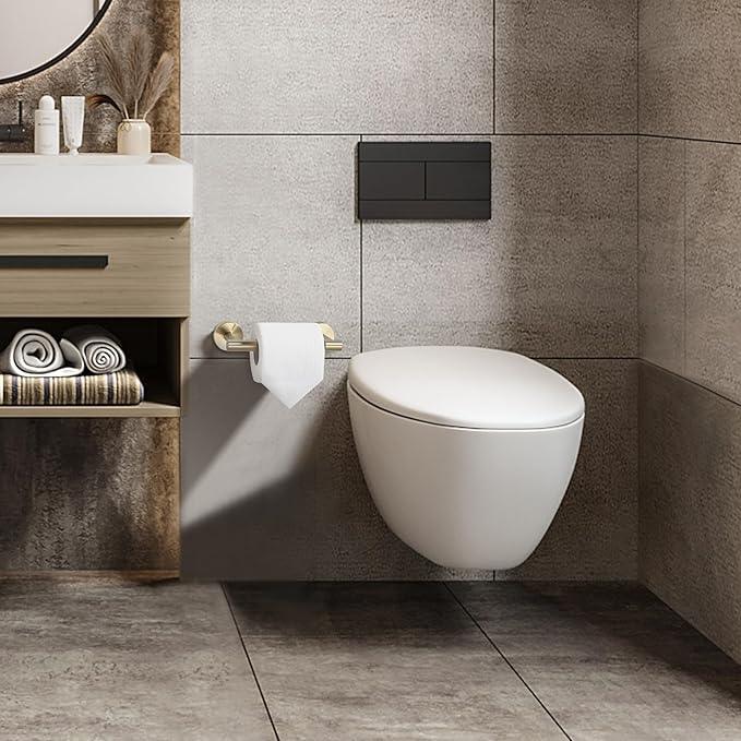 BVL Toilet Paper Holder Brushed Gold Wall Mount Stainless Steel 304 Large Mega Roll - ModernBath