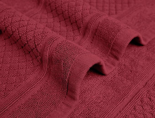 Avalon Towels Red Bath Mat - 100% Cotton Set of 2 Absorbent Bathmat - Bathroom Mats Quick Dry Bath Mats for Bathrooms (22x34 Inches)