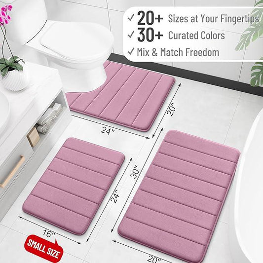 OLANLY Memory Foam Bath Mat 36x24, Super Soft Absorbent Bathroom Rugs, Quick Dry, Machine Washable Shower Floor Rugs, Bathmat Carpet, Bathroom Home Decor Accessories, Deep Plum - ModernBath