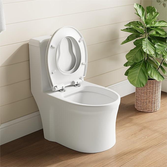 Toilet Seat,Round Toilet Seat with Quiet Close – Quick Release Hinges, Non-Slip Bumpers, Quiet, Easy to Clean – Fits Most American Standard Elongated Toilets – Easy Installation – White, Regular - ModernBath