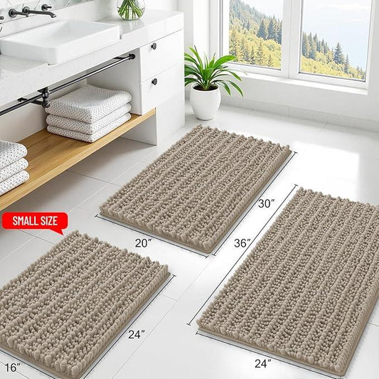 Smiry Bathroom Rugs Mat 30x20, Extra Soft Absorbent Chenille Bath Rugs, Non Slip Rubber Backing Machine Washable Quick Dry Bath Mats for Bathroom Floor, Tub, Shower, Home Decor Accessories, Latte - ModernBath