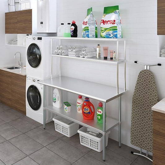 AmGood Double OverShelf Stainless Steel NSF - Many (60" Long x 12" Deep) - ModernBath