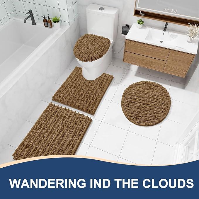 Arotive Luxury Chenille Bathroom Rug Mat, Extra Soft Thick Absorbent Shaggy Bath Rugs, Non-Slip Machine Wash Dry, Plush Bath Mats for Bathroom, Shower and Tub, 30x20, Ochre - ModernBath