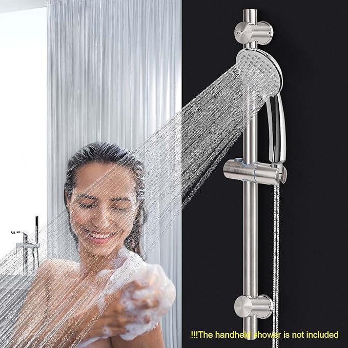 NearMoon Slide Bar with Height/Angle Adjustable Handheld Shower Holder, Bathroom SUS 304 Stainless Steel Head Holder for Bath (Screw Mounted, Brushed Nickel) - ModernBath
