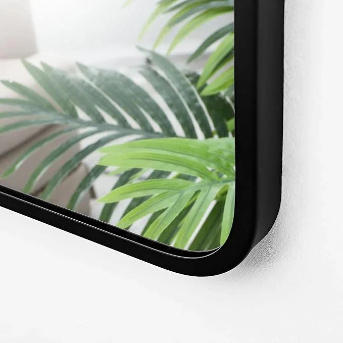 Bonverre 20x40 Inch Rectangle Bathroom Mirror with Black Metal Frame, Rounded Corner Rectangular Vanity Mirror for Wall, Modern Large for Bedroom, Living Room, Horizontal or Vertical - ModernBath