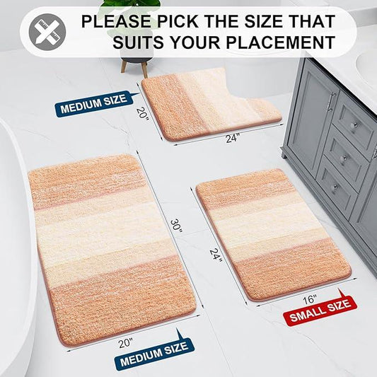Arotive Microfiber Bathroom Rugs, Shaggy Soft and Absorbent Bath Rug, Non-Slip, Thick Plush Machine Washable Dry Bath Mats for Bathroom, Tub and Shower, 24x16, Peach, Rectangular - ModernBath