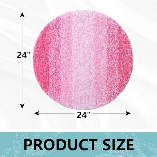 Arotive Microfiber Bathroom Rugs, Shaggy Soft and Absorbent Bath Rug, Non-Slip, Thick Plush Machine Washable Dry Bath Mats for Bathroom, Tub and Shower, 24x24, Pink, Round - ModernBath