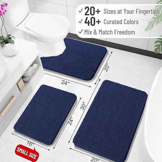 OLANLY Bathroom Rugs 30x20, Extra Soft Absorbent Chenille Bath Rugs, Rubber Backing Quick Dry, Machine Washable Bath Mats for Bathroom Floor, Tub and Shower, Home Decor Accessories, Twilight Sapphire - ModernBath