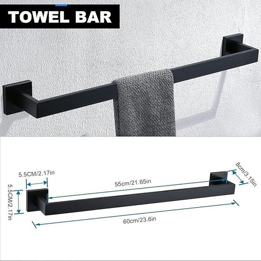YACVCL 5 Pieces Black Bathroom Accessorie Set 23.6 Inch Towel Bar Set,SUS304Stainless Steel Bathroom Hardware Set,Wall Mounted Towel Holder Set for Bathroom - ModernBath