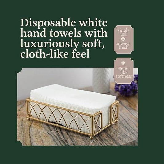 400-Pack BloominGoods Disposable Bathroom Napkins | Linen-Feel Guest Towels | Cloth-Like Hand Tissue Paper, White, 12" x 17" - ModernBath