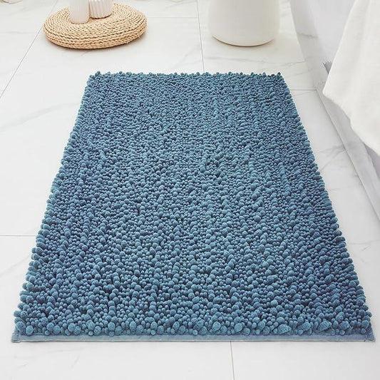 ILANGO Bathroom Rugs Light Blue 24x17,Extra Soft Absorbent Chenille Bath Rugs,Thick Non-Slip Shaggy Bath Mat,Machine Washable Quick Dry Bath Mats for Bathroom Floor, Tub, Shower Accessories - ModernBath