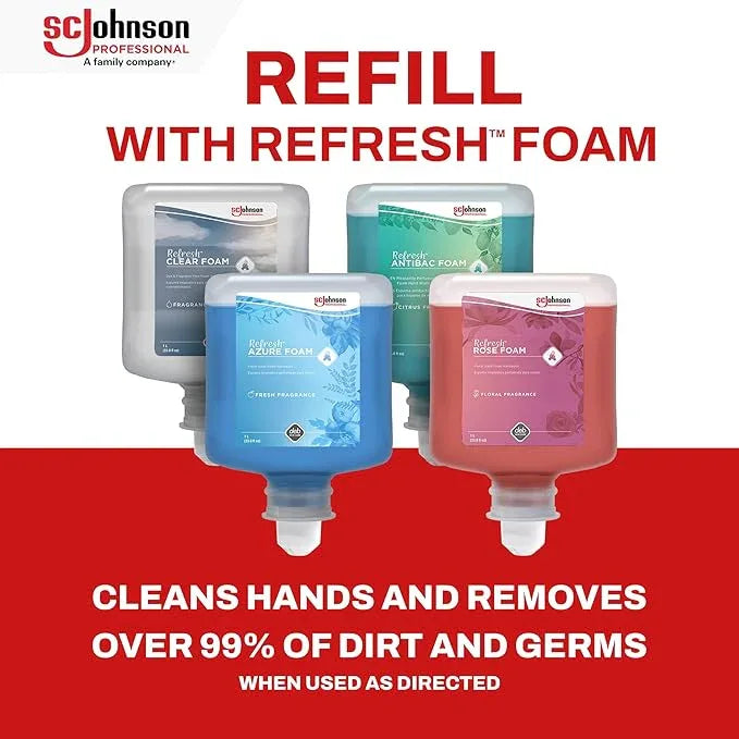 SC Johnson Professional Refresh Azure FOAM, Foam Hand Wash, Foaming Hand Soap, 1 Liter Cartridge, 2 Count, for Professional Use Only - ModernBath