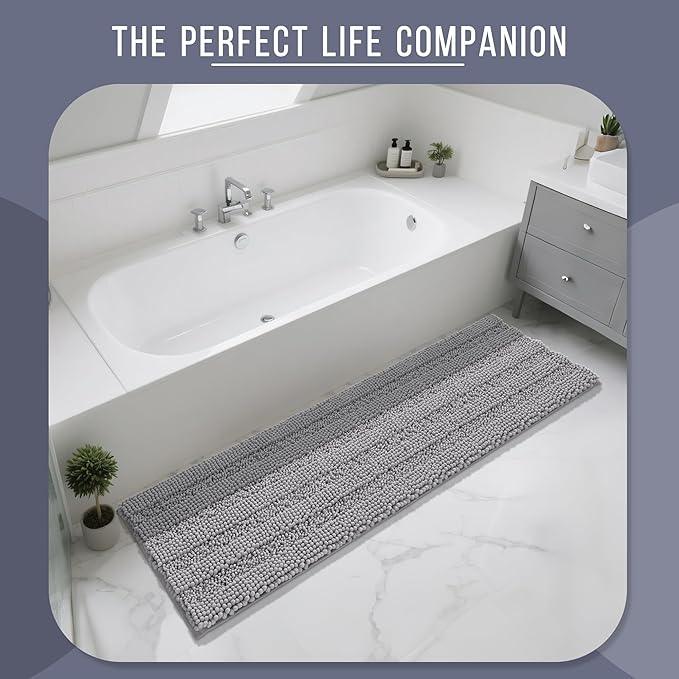 Yimobra Bathroom Runner Rug, 70 x 24, Long Bathroom Rugs Large Bath Mat, Soft Super Absorbent and Thick, Non-Slip, Machine Washable, Carpets for Home, Nursery, Bed and Living Room, Gray - ModernBath