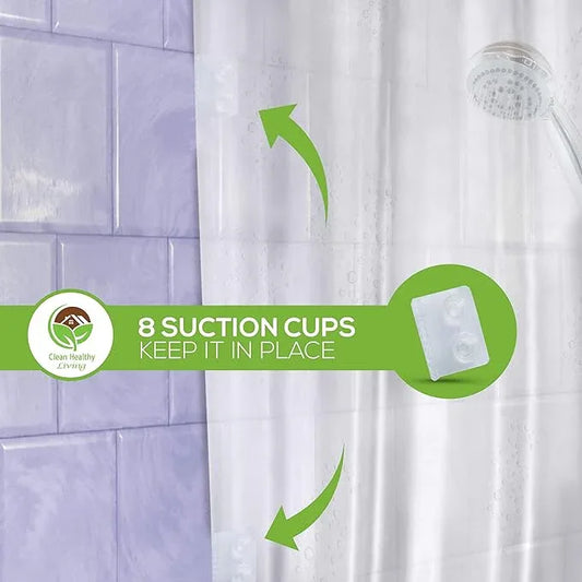 Premium PEVA Frost Shower Curtain Liner with Magnets & Suction Cups 96 x 71 in. Long - ModernBath