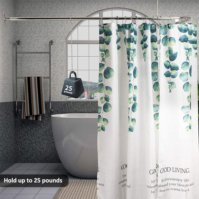 Artiwell L Shaped Shower Curtain Rod, Bathroom Bathtub Corner Shower Curtain Rod with Ceiling Support (CHROME PLATED) - ModernBath