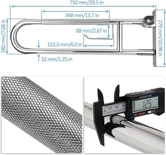 Handicap Grab Bar, 29.5 Inch Stainless Steel Toilet Safety Rails, Disabled Flip-Up Bathroom Grab Bars with Paper Holder, Anti-Slip Toilet Handrails Hand Grips Handicap Grab Bars for Elderly - ModernBath