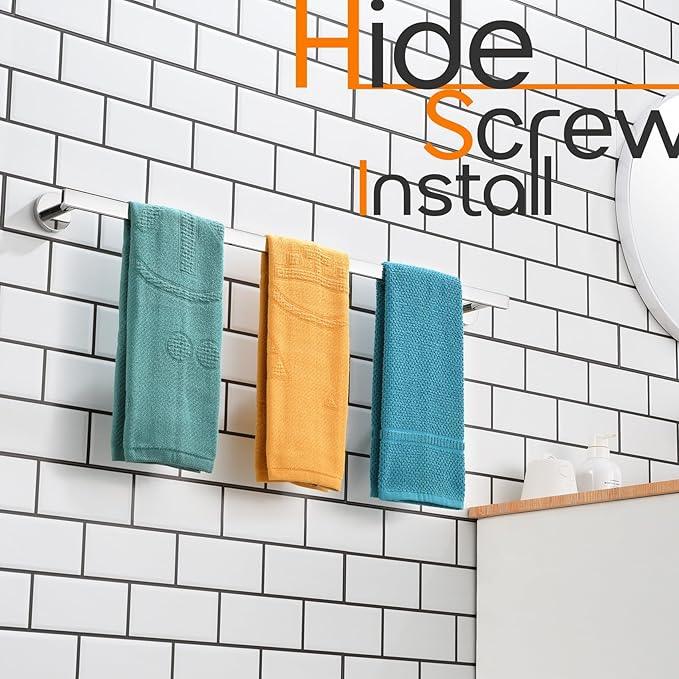 32 Inch Bathroom Towel Bar Bath Towel Rack Kitchen Towel Holder Long Towel Rails Wall Mounted SUS304 Stainless Steel Polished Chrome AN4001CH-L32 - ModernBath