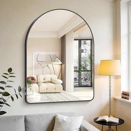 GLASHOM Arched Bathroom Mirror, 36"x48" Black Arched Mirror for Bathroom, Wall Mounted Mirror, Black Vanity Wall Mirror w/Metal Frame for Bedroom, Entryway, Living Room, Vertically Hanging - ModernBath