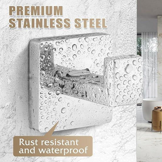 Fenas Towel Hooks for Bathrooms Robe Hook Coat Hook 4 Pack Polished Chrome Stainless Steel Heavy Duty Wall Mounted Square Hooks for Bathroom Kitchen Bedroom - ModernBath
