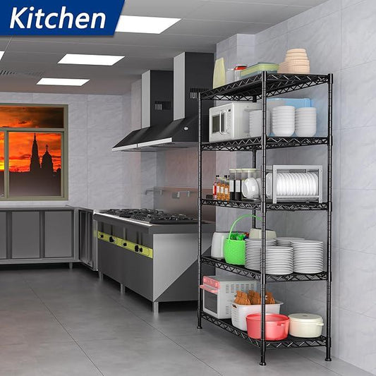 REGILLER 5-Wire Shelving Metal Storage Rack Adjustable Shelves,17.7" D×47.3" W×72.3" H Standing Storage Shelf Units for Laundry Bathroom Kitchen Pantry Closet - ModernBath