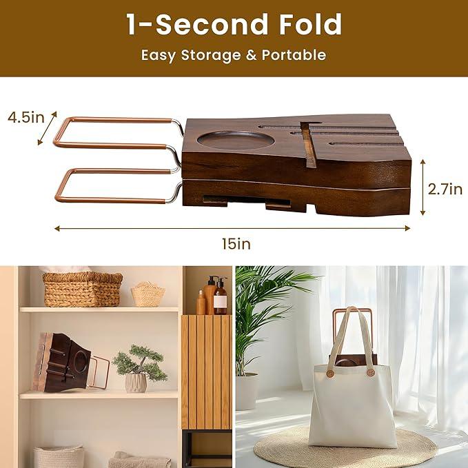 Teak Bathtub Tray Expandable Bathroom Tray for Home Spa Relaxation, Wooden Tray Caddy for Bathtub, Teak Bathtub Caddy as Unique Housewarming, Birthday, Wedding Shower Gifts. Dark Walnut - ModernBath