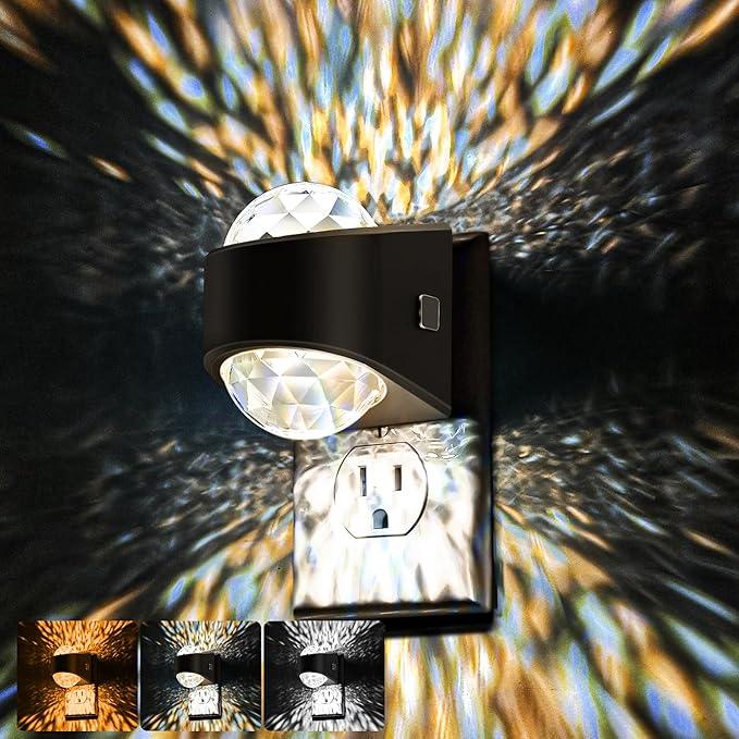 Briignite Night Light Plug into Wall, Color Changing Night Light for Kids, 3CCT Diamond Design with Galaxy Star Projector, Dusk to Dawn Sensor for Nursery Bathroom Bedroom Gaming Room Decor Gift - ModernBath