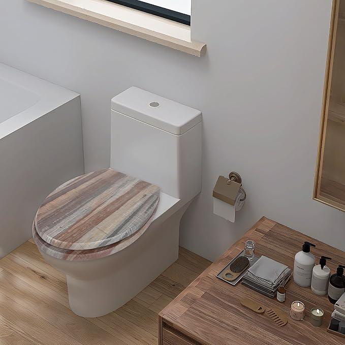 Angol Shiold Round Toilet Seat Molded Wood Toilet Seat with Quietly Close and Quick Release Hinges, Easy to Install also Easy to Clean (Round, Board) - ModernBath