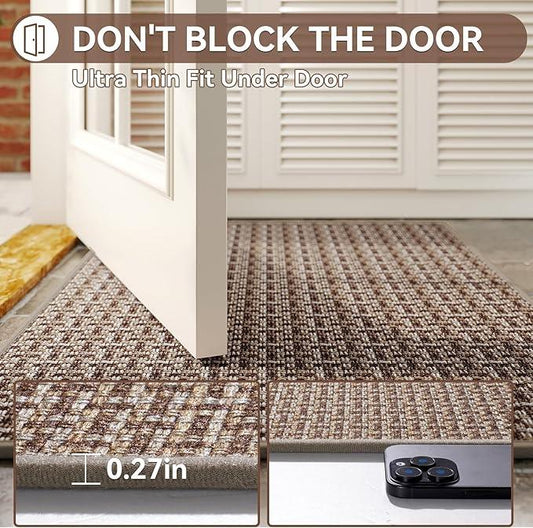 YDKGL Bath Mat Rug-Ultra Thin Non Slip Bath Mats for Bathroom Mat Quick Dry, Rubber Backing Washable Bathroom Rugs Fit Under Door, Absorbent Bath Rugs,Shower Outside,Sink Brown 20"x32" - ModernBath