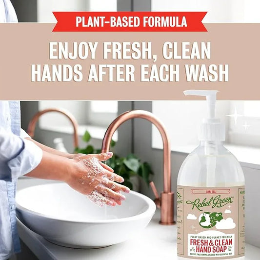 Rebel Green Fresh & Clean Hand Soap - Natural Liquid Hand Soap for Bathroom & Kitchen - Chai Tea, 12 Fl oz, Pack of 2 - ModernBath