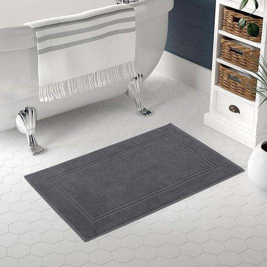 Tens Towels Pack of 2 Bath Mats 100% Cotton, 20 x 32 Inches, Super Absorbent, Hotel Quality Premium Floor Towels, Luxurious, Soft & Quick Dry, Not a Bathroom Rug, Dark Grey - ModernBath