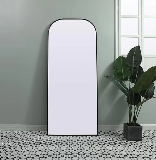 Illuminate, Metal Frame Arch Full Length Mirror 32X76 Inch in, Modern, Black - ModernBath